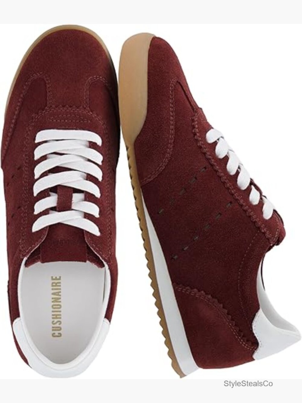 Genuine Leather Suede Sneakers, Lightweight Everyday Lace-Up Fashion Sneakers